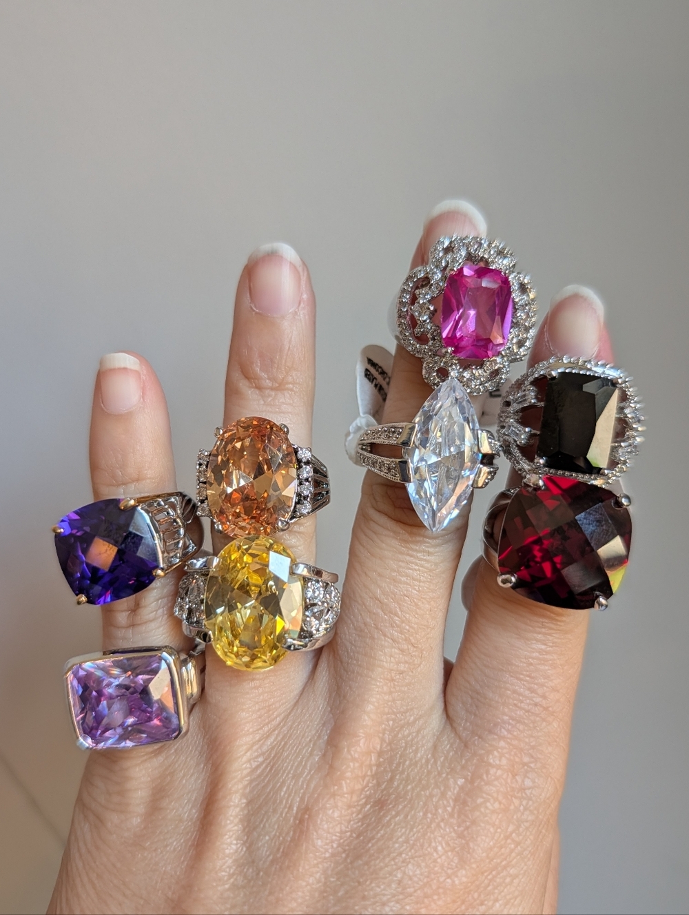 Vintage 90s Rhodium And Gold Plated Size 5 Statement Rings